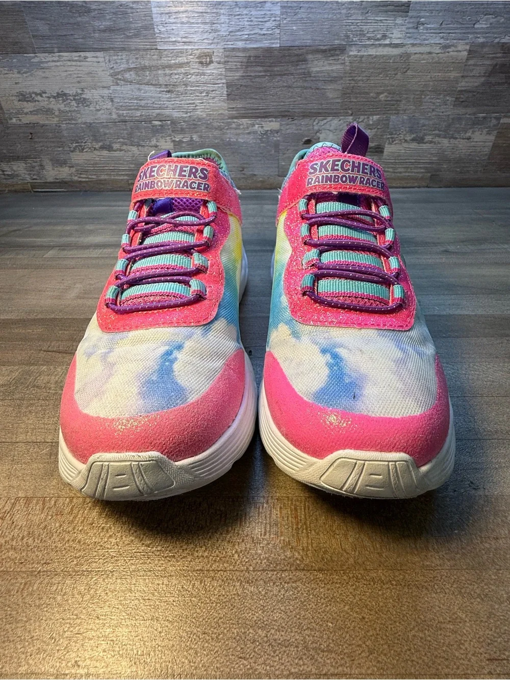 Skechers Rainbow Racer Girls Sneakers Size 2 Air-Cooled Memory Foam (Sh2/cp)